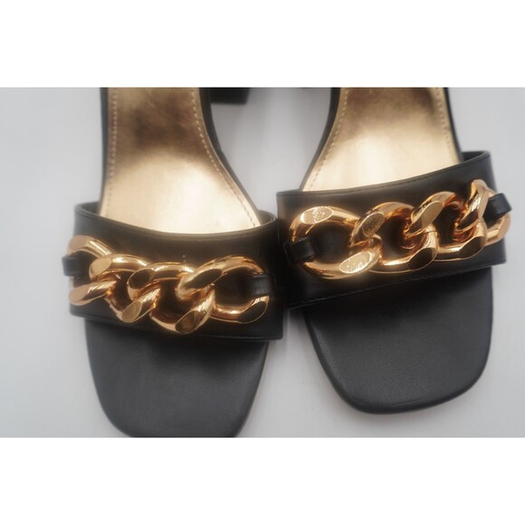 Nine West Black Jerri Chain Link Dress Ankle Chunky Heel Strap Sandals Size 9.5M - Picture 4 of 12
